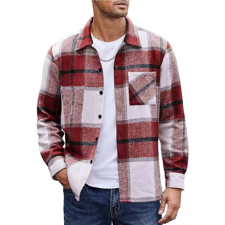 Herren nan oversized kariertes Flanellhemd mit Brusttasche und klassischem Knopfverschluss Drune