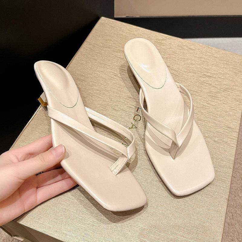 Damen Minimalistische Zehentrenner-Sandalen mit elegantem Absatz Drune
