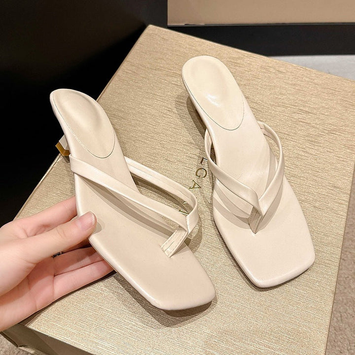 Damen Minimalistische Zehentrenner-Sandalen mit elegantem Absatz Drune