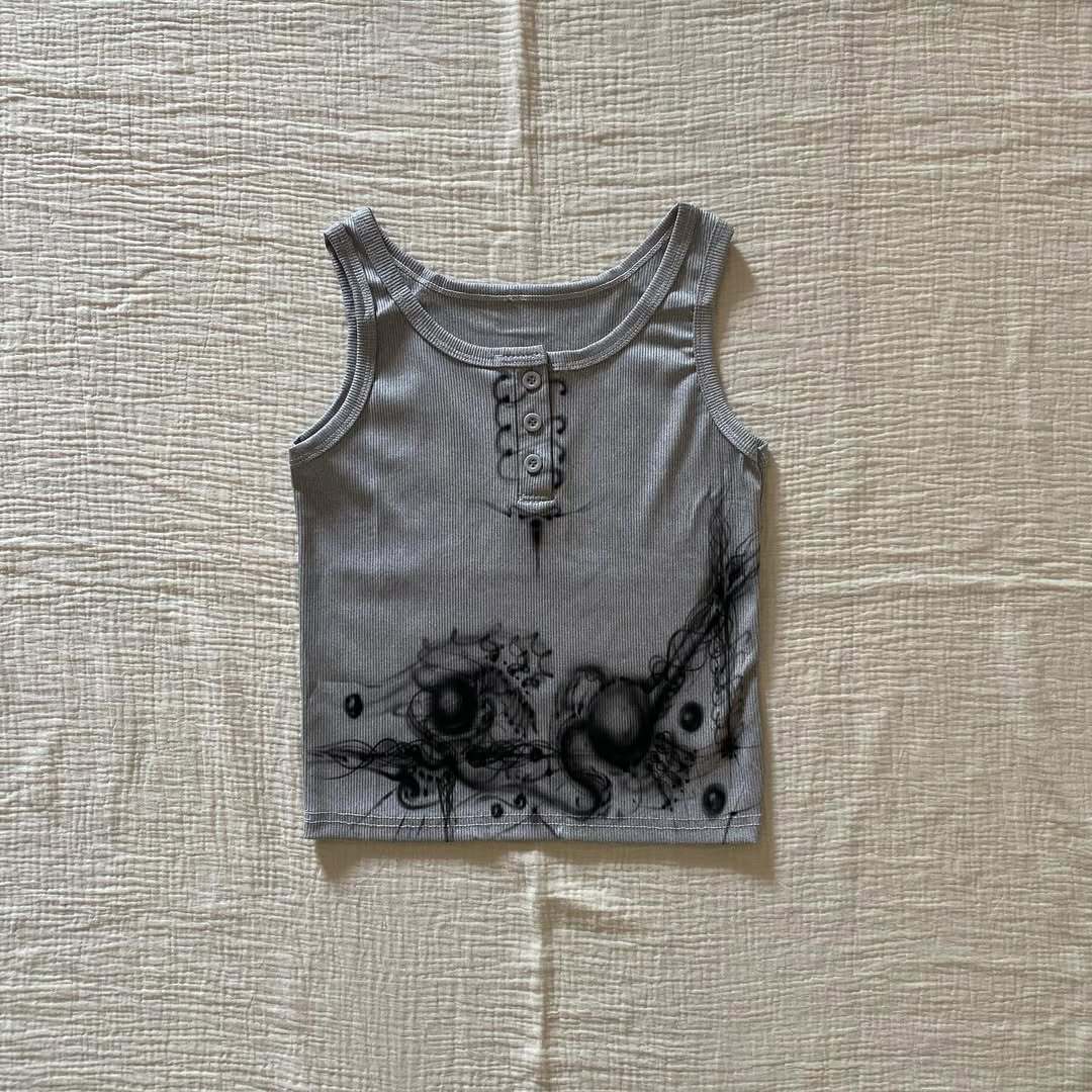 Damen körperbetontes Tanktop mit kreativem Grafikdruck Drune