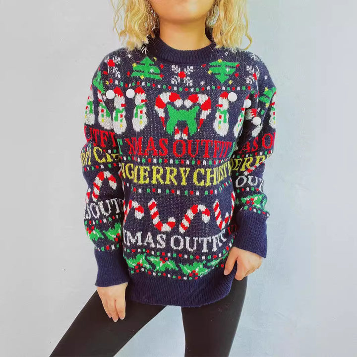Damen Weihnachts-Pullover mit festlichem Motiv und lässigem Schnitt Drune