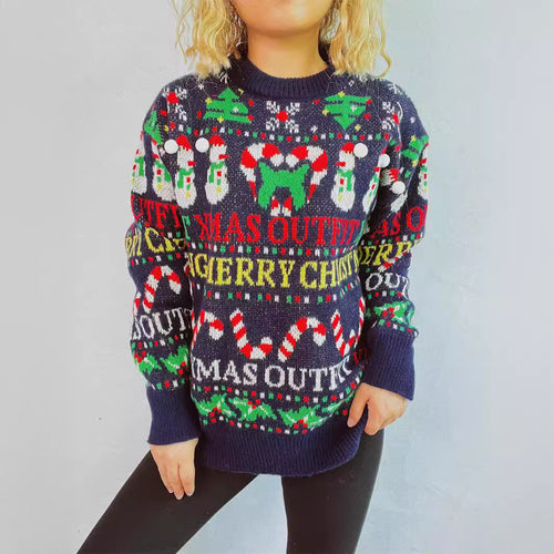 Damen Weihnachts-Pullover mit festlichem Motiv und lässigem Schnitt Drune