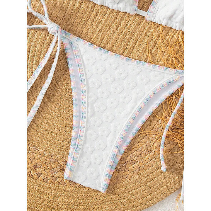 Damen Triangel-Bikini mit floralem Spitzenband Drune