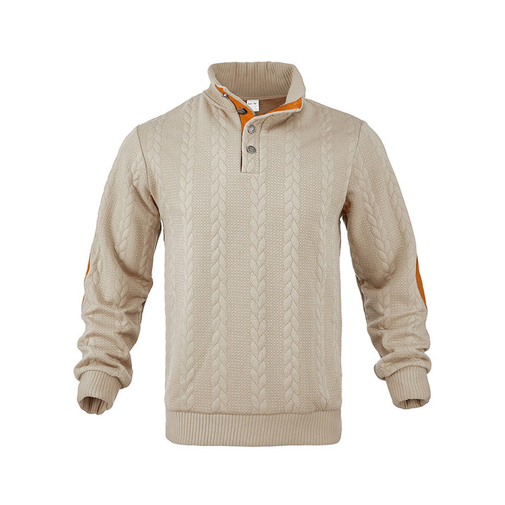 Herren Strickpullover mit modischem Stehkragen und kontrastierenden Knopfdetails Drune