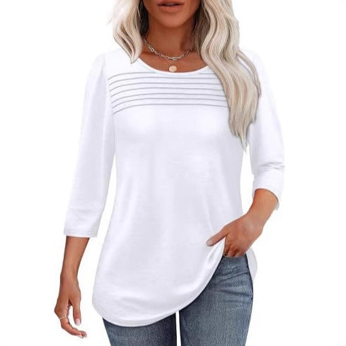 Damen Langarmshirt mit Plissee-Details Drune