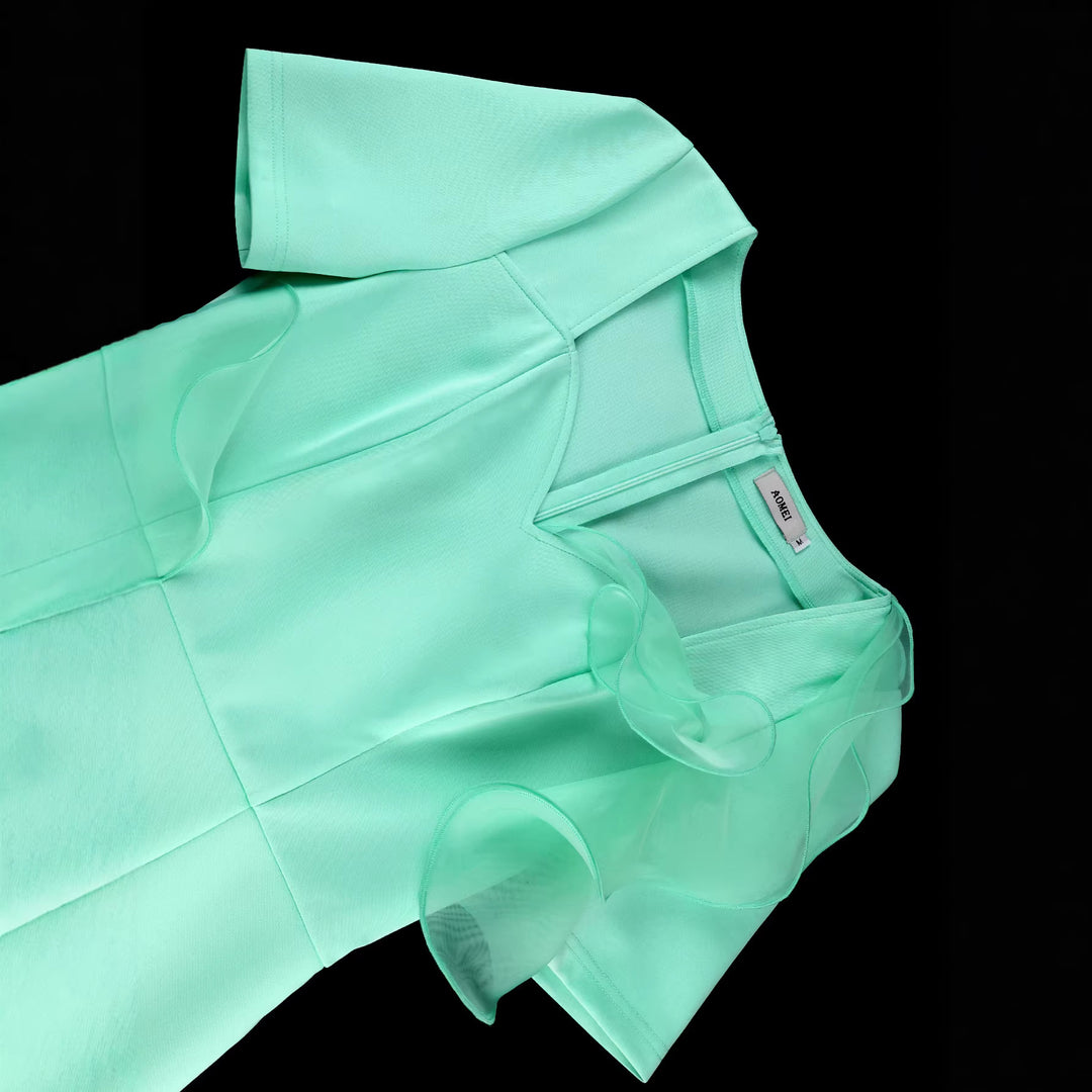 Damen figurbetontes Abendkleid mit Rüschenakzenten Drune