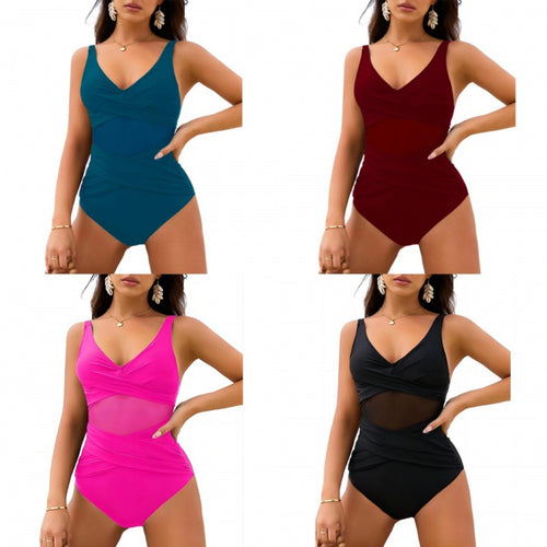 Damen Einteiliger Badeanzug mit raffiniertem Wickeldetail und figurformendem Schnitt Drune