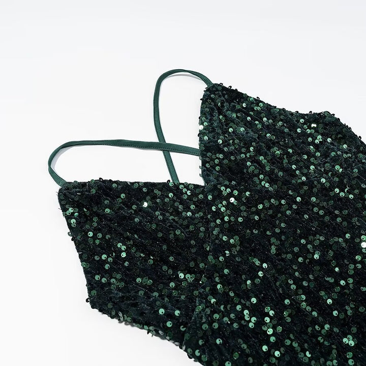 Damen Cocktailkleid mit schimmerndem Paillettenbesatz und asymmetrischem Saum Drune