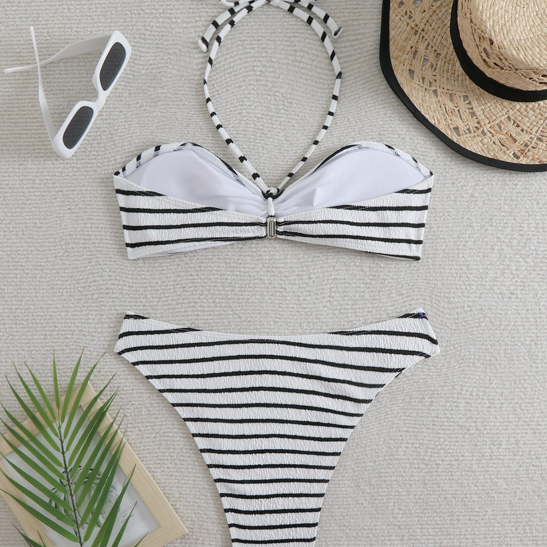 Damen Bandeau-Bikini mit schickem Streifen-Design Drune