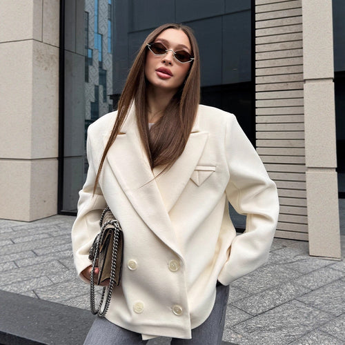 Damen Oversized Blazerjacke mit doppelter Knopfleiste und eleganten Details Drune
