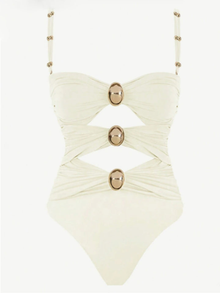 Damen Einteiler-Badeanzug mit raffinierten Cut-Outs und dekorativen Metallakzenten Drune