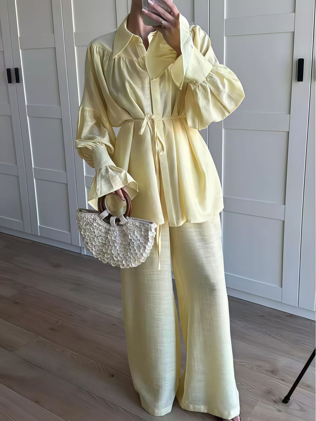 Damen Schicke Bluse und weite Hose im eleganten Look Drune