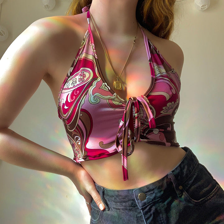 Damen trägerloses Crop-Top mit dekorativem Knoten Drune