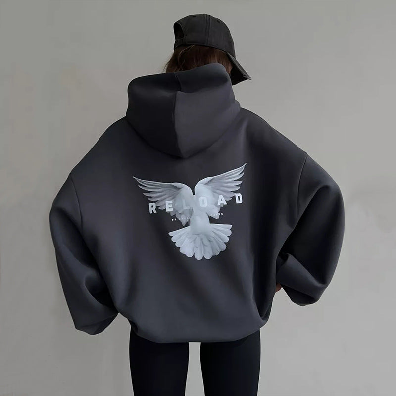 Damen Oversized Kapuzenpullover mit auffälligem Rückenprint Drune