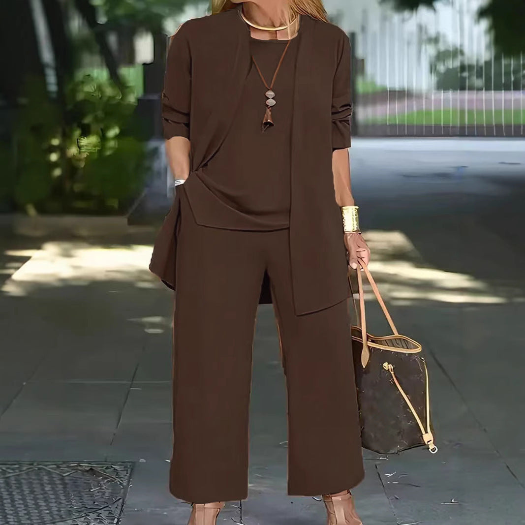 Drune | Langarm-Cardigan-Weste Drei-Teile-Set