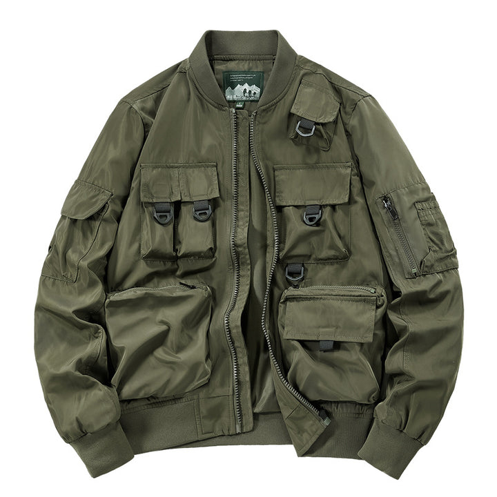 Herren nan multifunktionale Utility-Bomberjacke mit zahlreichen Taschen, D-Ring‑Details und windabweisender Nylonhülle Drune