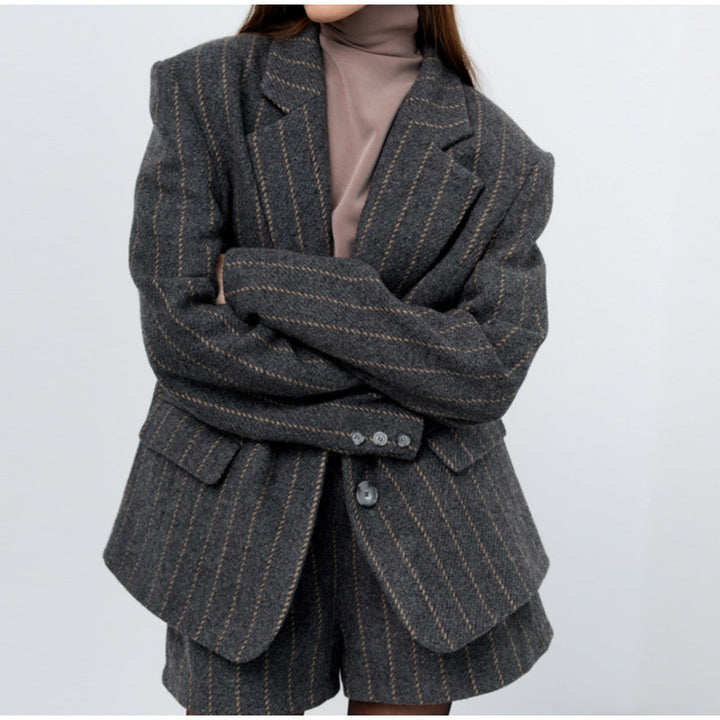 Damen Oversized Blazerjacke mit eleganten Streifen Drune