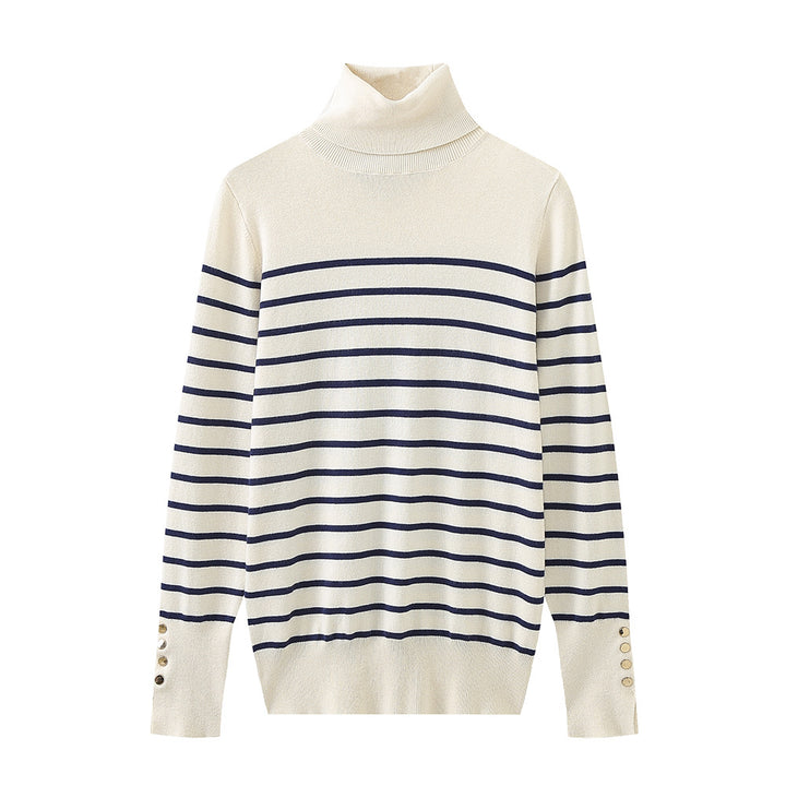 Damen Rollkragenpullover mit eleganten Knopfdetails Drune