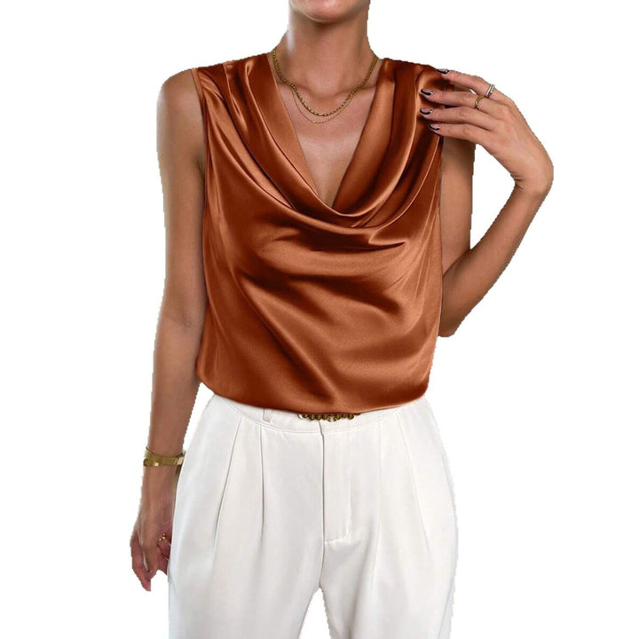 Damen Top mit tiefem Rundhalsausschnitt und eleganter Drapierung Drune