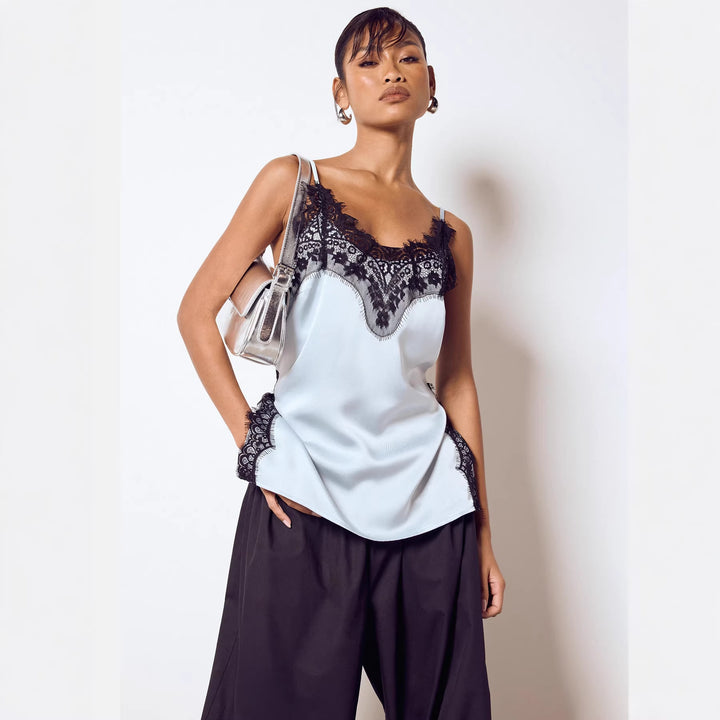 Damen Satin Cami mit Spitzenakzenten Drune