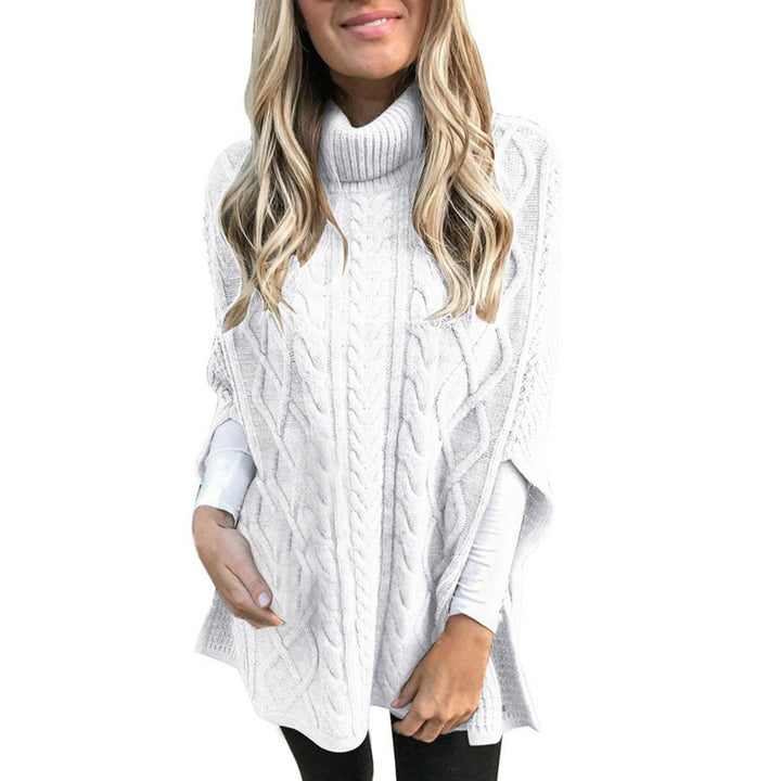 Damen Strickponcho mit hohem Kragen Drune