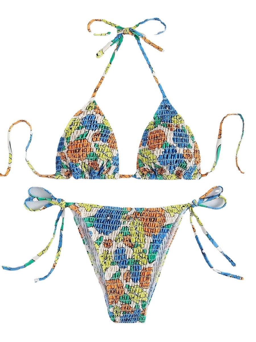 Damen Triangel-Bikini mit strukturierter Oberfläche und floralen Akzenten Drune