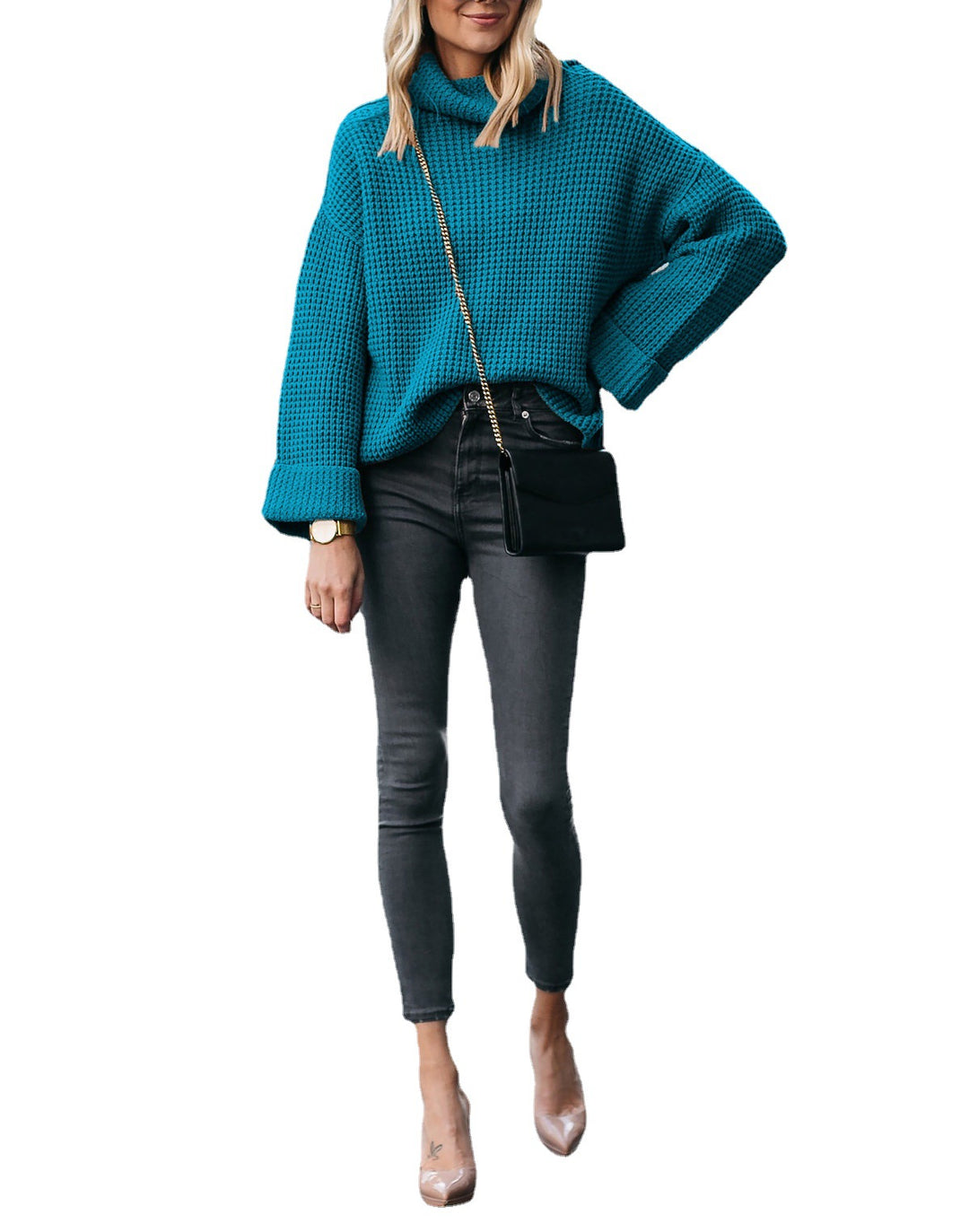 Damen Grobstrickpullover mit modernem Waffelmuster und oversized Schnitt Drune