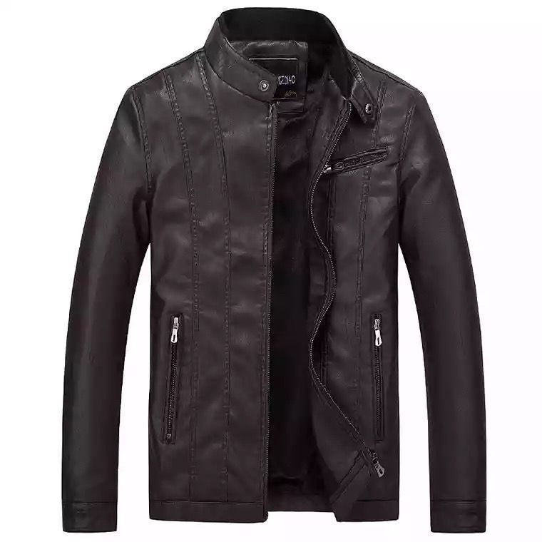 Herren trendige Kunstlederjacke mit feinen Steppdetails Drune