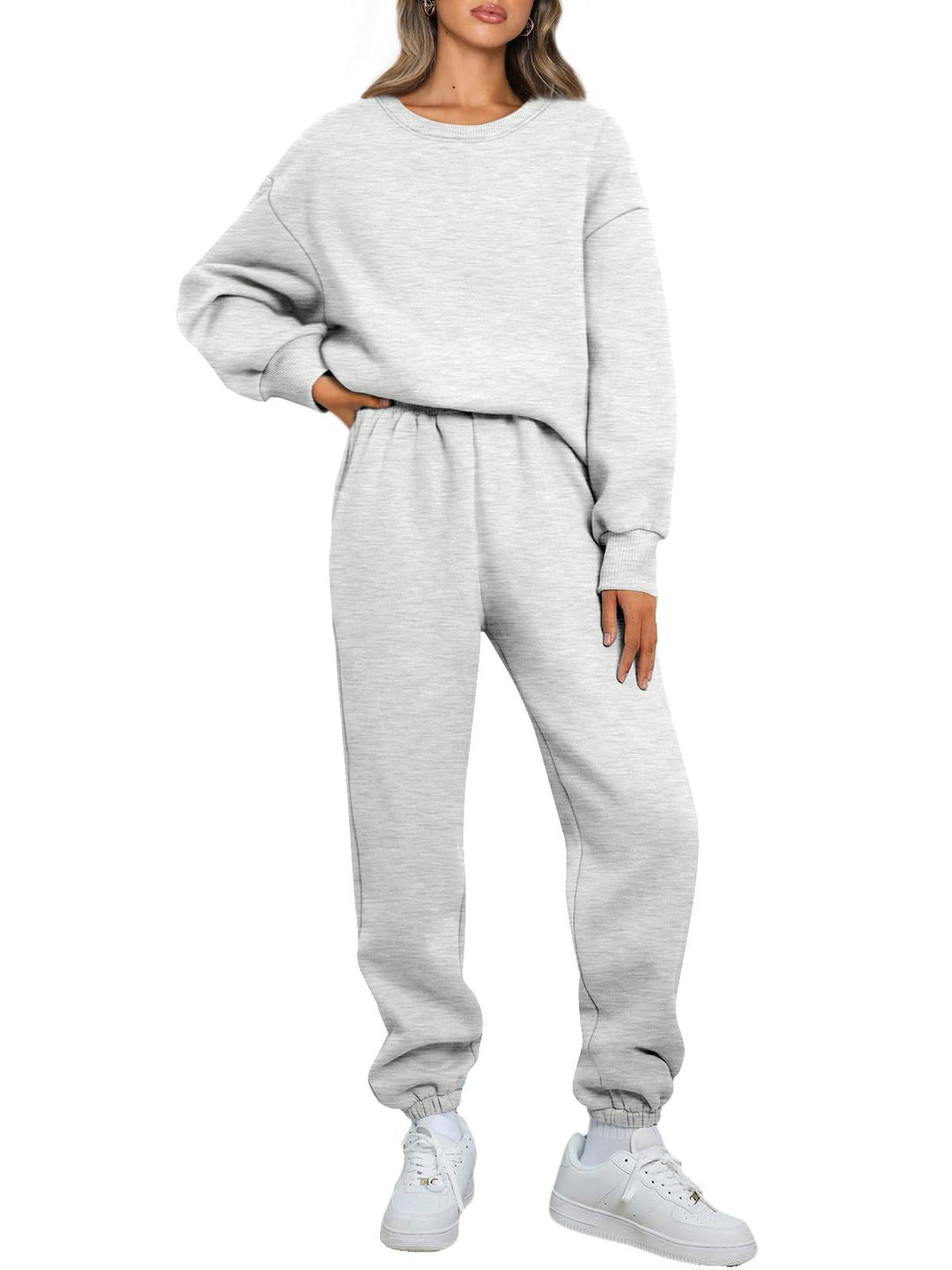 Damen nan gemütliches zweiteiliges Lounge-Set aus French-Terry mit Oversize-Sweatshirt und taillierter Jogginghose Drune