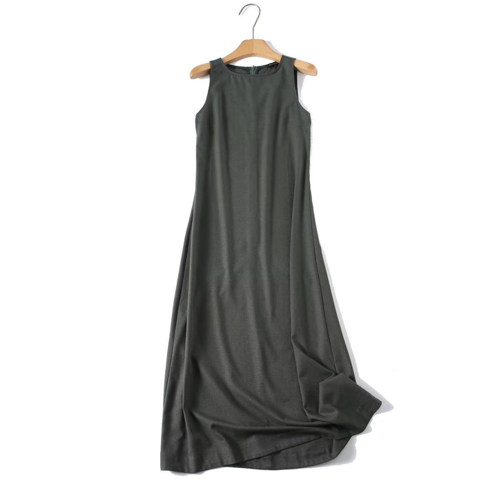 Damen ärmelloses Maxikleid mit elegantem Schnitt aus fließendem Stoff Drune