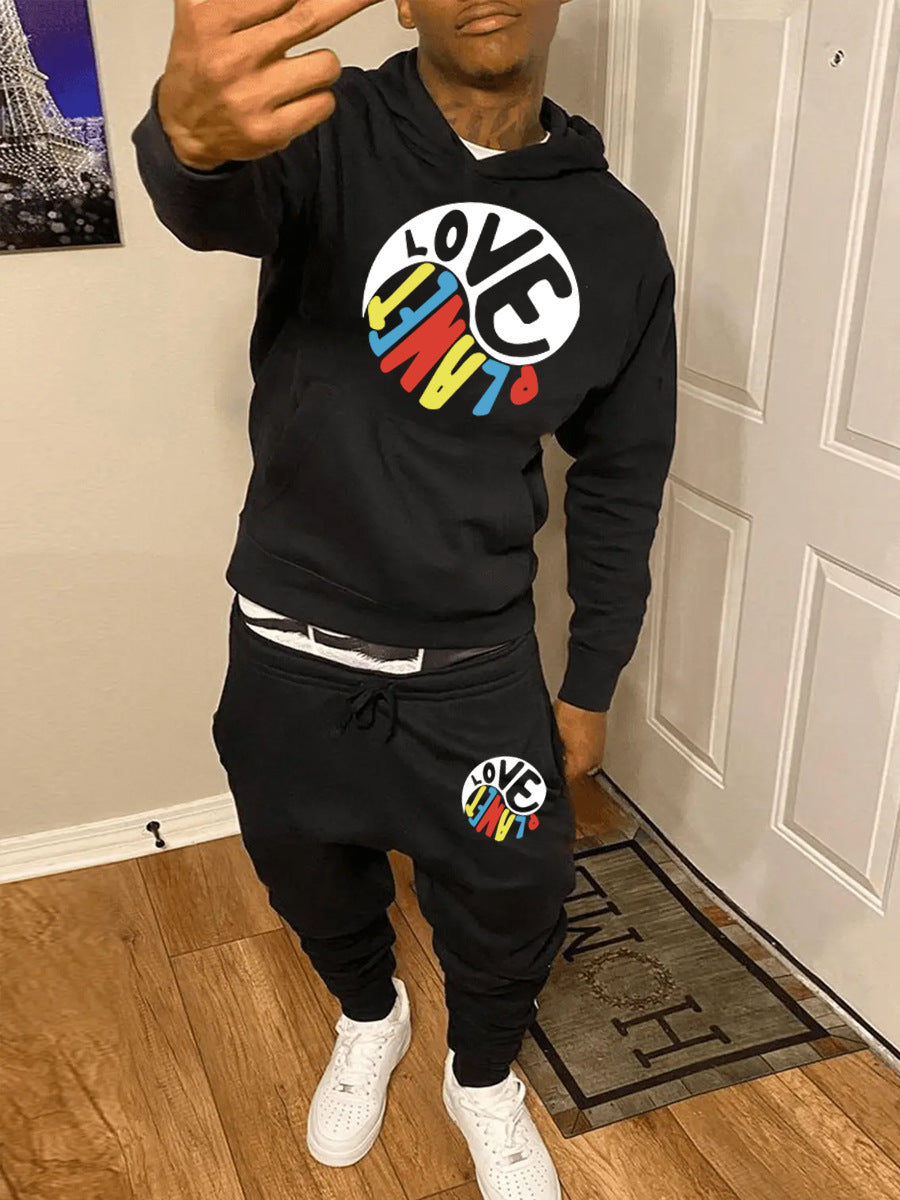 Herren Hoodie und Jogginghose Set mit kreativem Print Drune