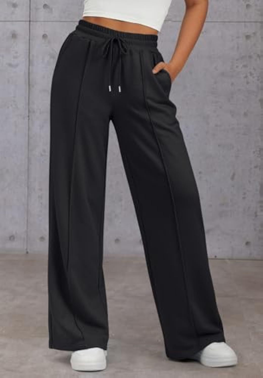 Damen Komfortable Weite Sweatpants mit elastischem Bund und praktischen Taschen Drune
