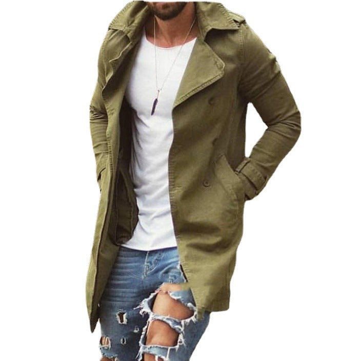 Herren nan leichter urbaner Trenchcoat mit zweireihiger Knopfleiste und lässiger Used-Optik Drune