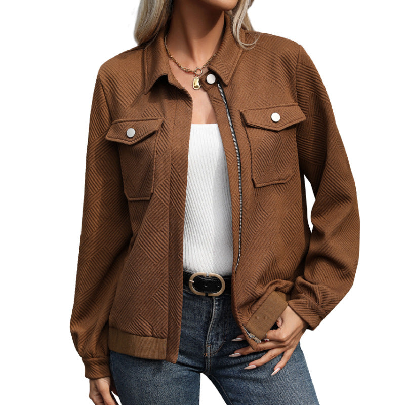 Damen stylische Oversized Jacke mit strukturiertem Muster Drune