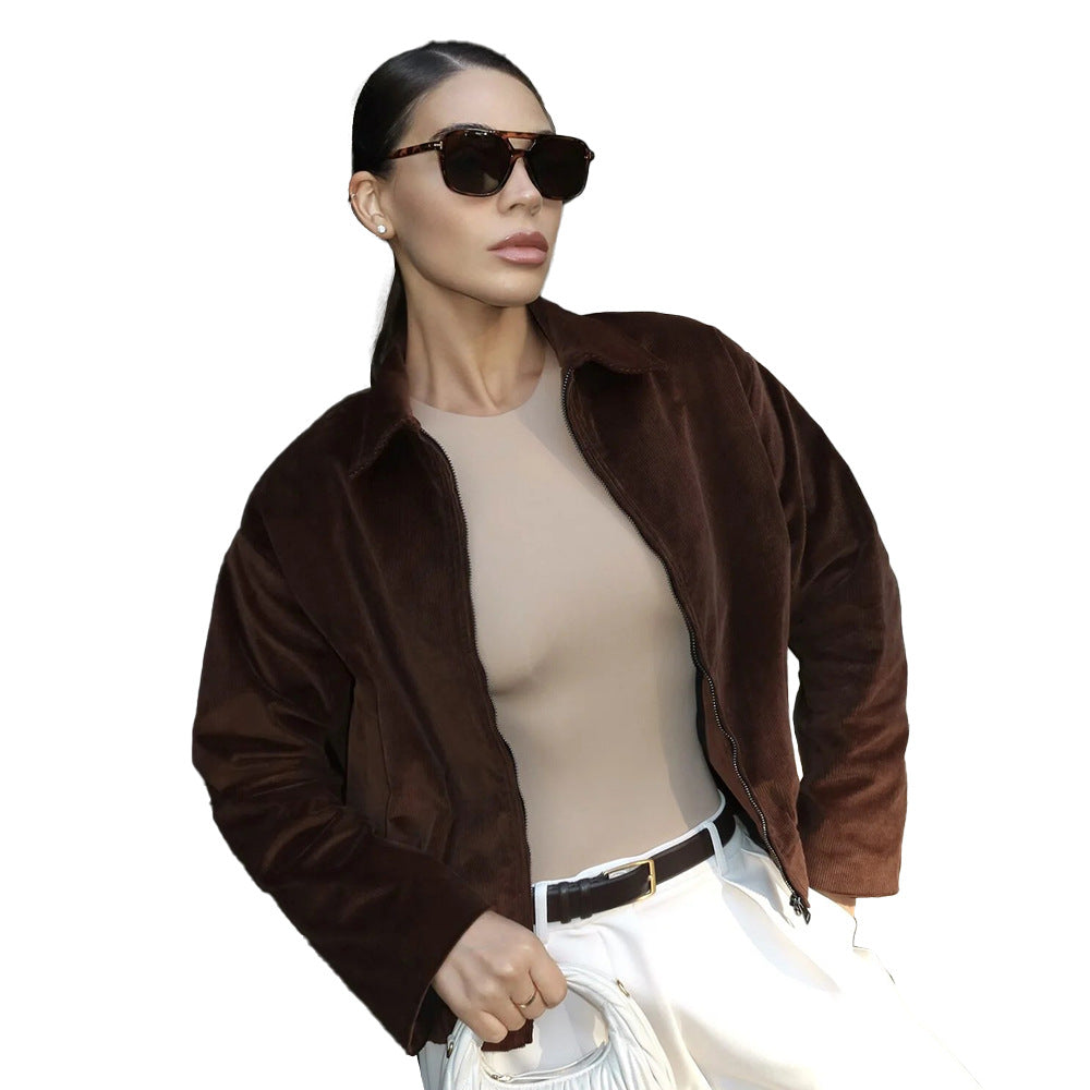 Damen modische Cordjacke mit komfortablem Schnitt und vielseitiger Einsatzmöglichkeit Drune