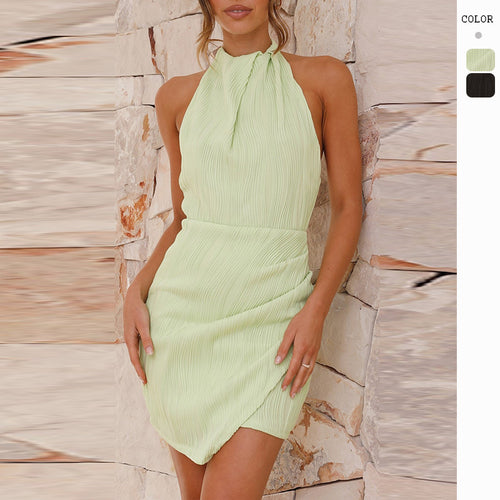 Damen Mini-Kleid mit raffiniertem Faltenwurf und schickem Kragen Drune