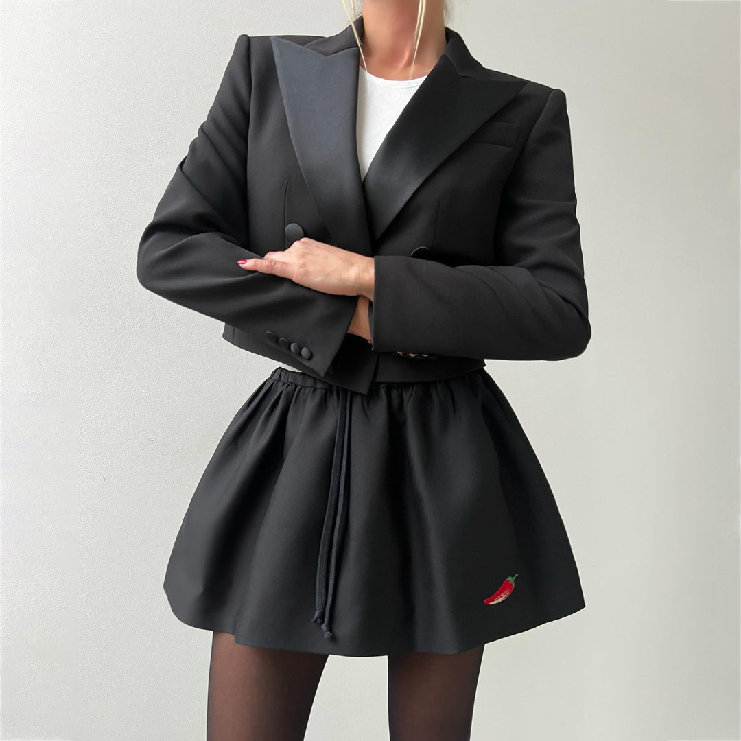 Damen Blazer mit tailliertem Schnitt und voluminösem Rock Drune
