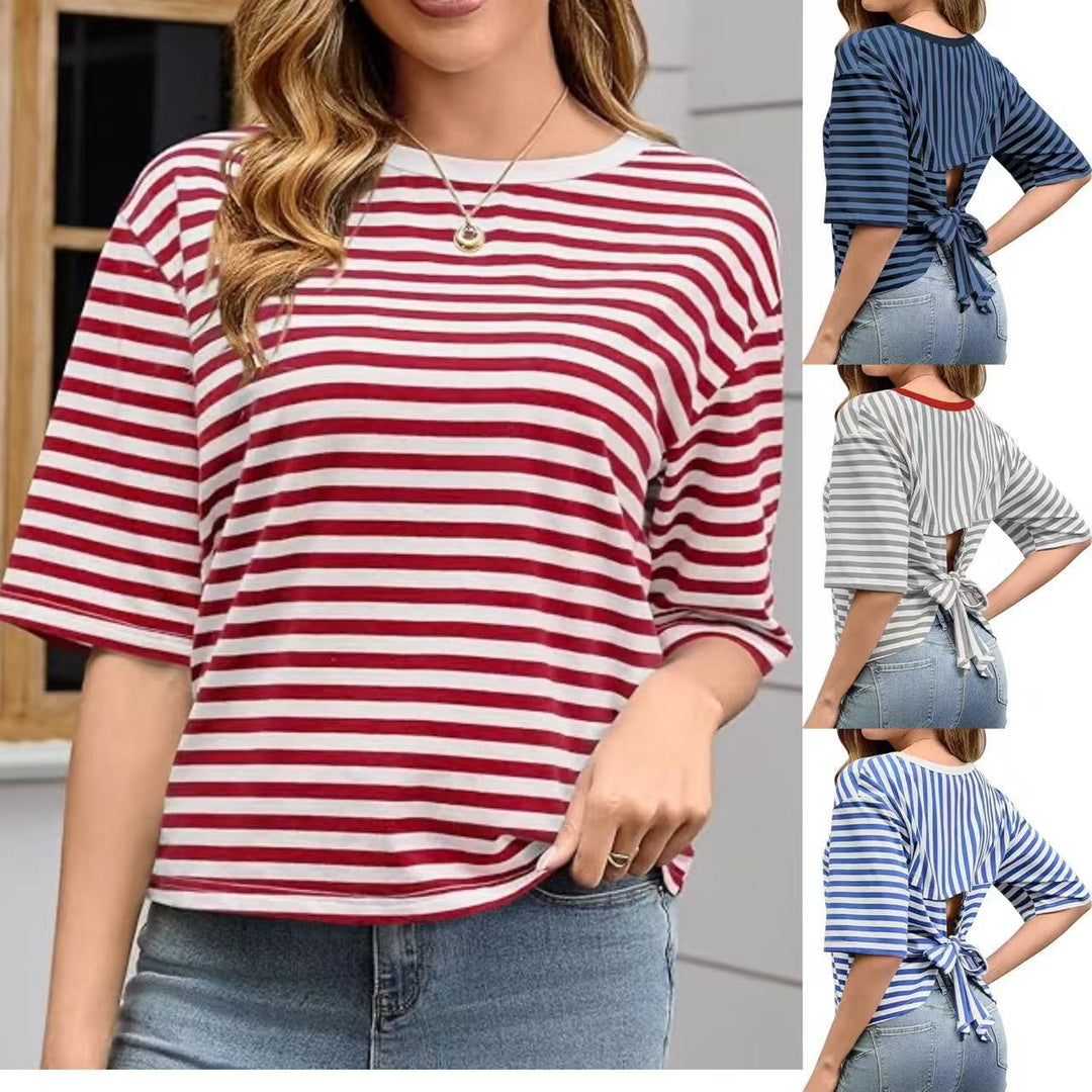 Damen lässiges Streifen-T-Shirt Drune