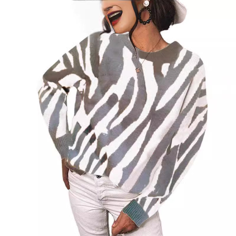 Damen Strickpullover mit modernem Streifenmuster und lässigem Schnitt Drune