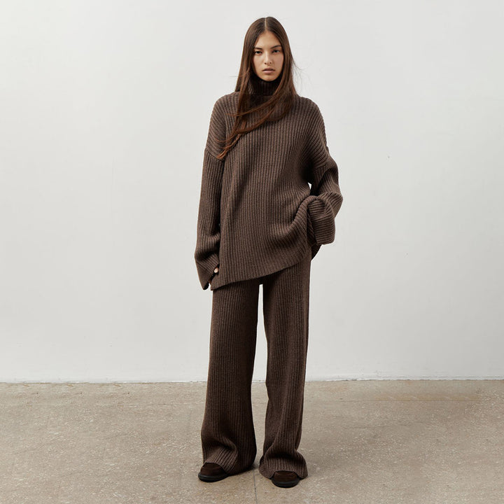 Damen Softer Strickpullover und lässige Hosen im Set Drune