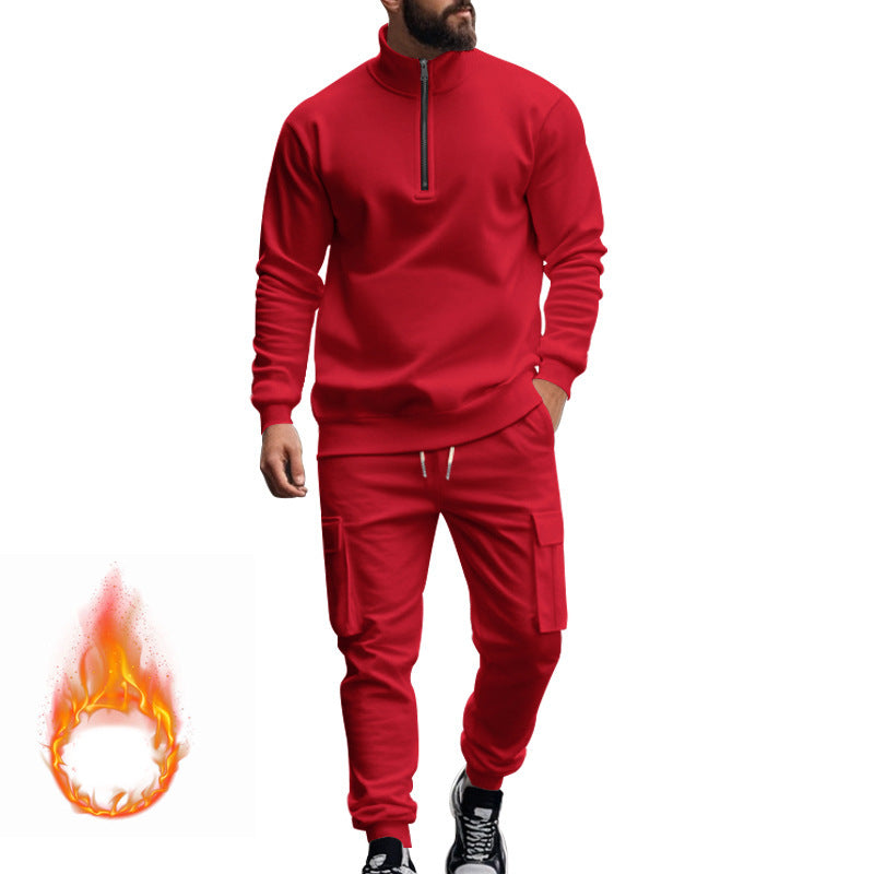 Herren nan sportlicher Cargo-Jogginganzug mit Troyerkragen Drune
