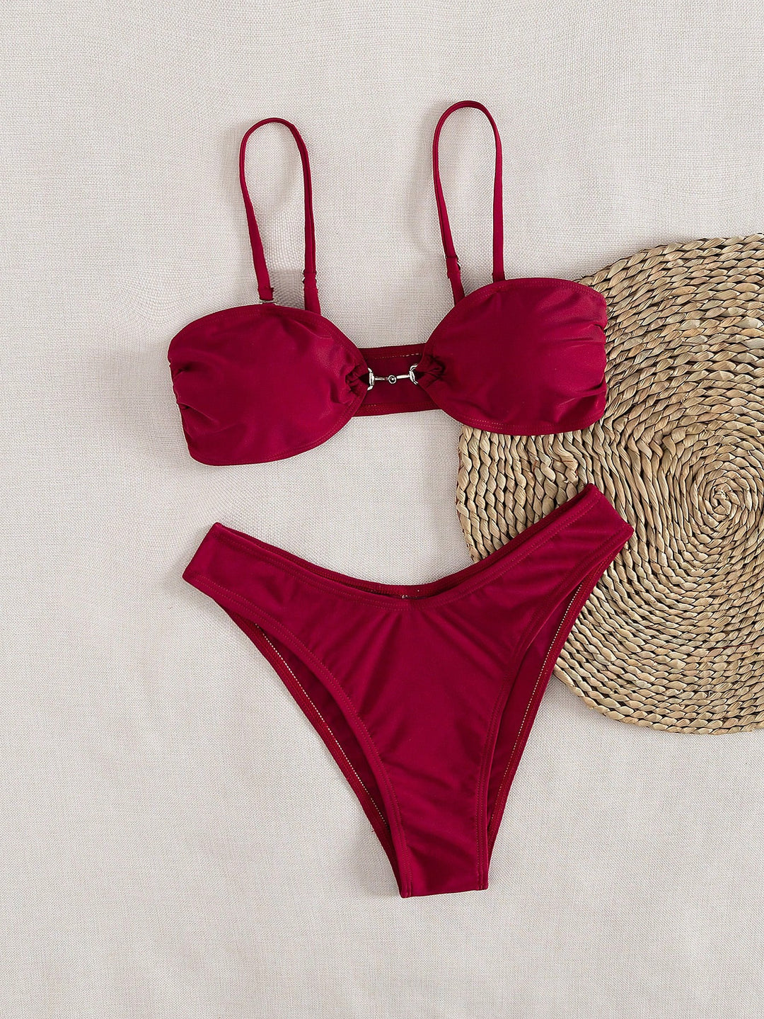 Damen Bandeau-Bikini mit modischem Schnitt und verstellbaren Trägern Drune