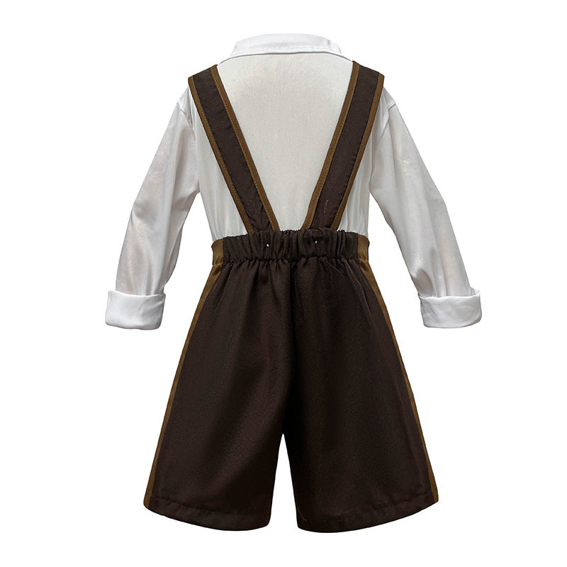 Damen nan folklorisches Trachtenkleid mit Schnürmieder, Carmenbluse und Rüschen-Schürze Drune