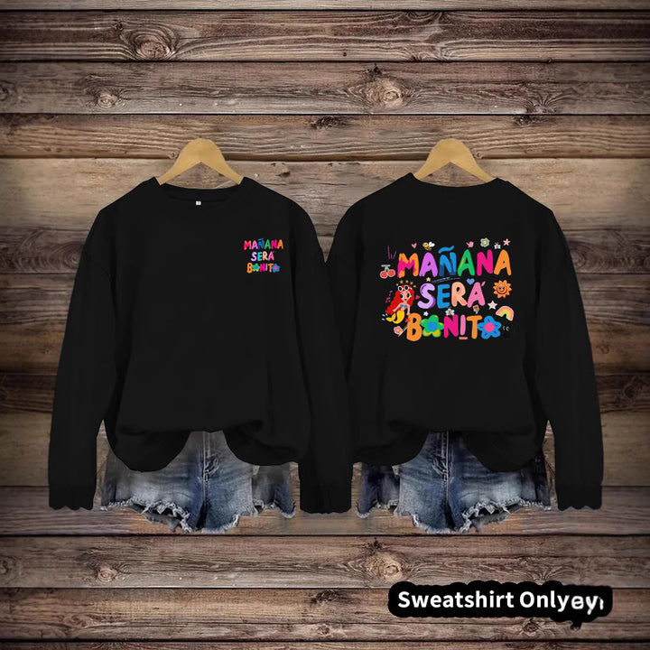Damen Sweatshirt mit Verspielt Farbigen Aufdruck und Lässigem Schnitt Drune