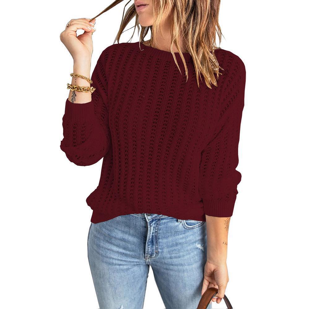 Damen Strickpullover mit strukturiertem Muster und weiten Ärmeln Drune