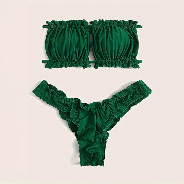 Damen Bandeau-Bikini mit gerafftem Design und Seitenschnürung Drune