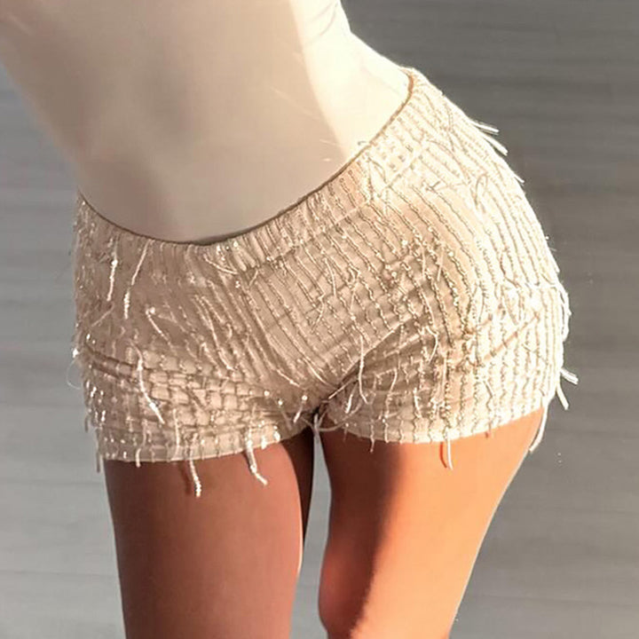 Damen Pailletten-Minikleid mit Leopardenmuster und verstellbaren Spaghettiträgern Drune