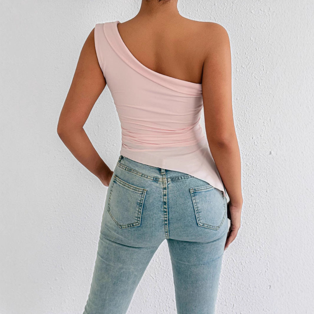 Damen Elegantes asymmetrisches Top mit einem Schulterdesign Drune