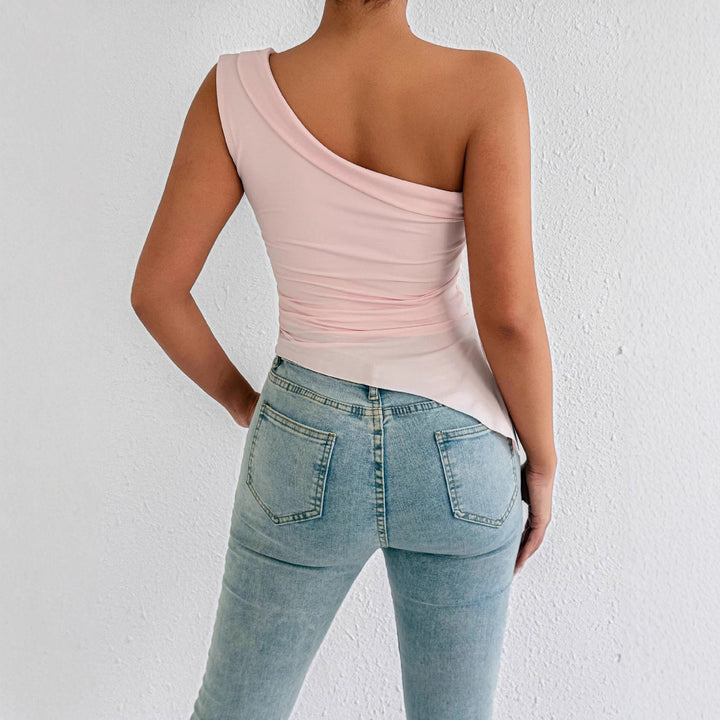 Damen Elegantes asymmetrisches Top mit einem Schulterdesign Drune