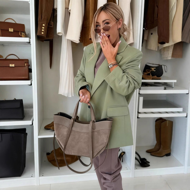 Damen modischer Blazer mit integrierter Kapuze und stilvoller Hose Drune